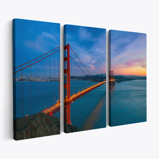 Triptych Canvas Prints - Golden Gate Bridge