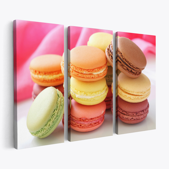 Triptych Canvas Prints - Macaroons