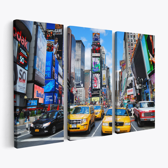 Triptych Canvas Prints - New York Taxis