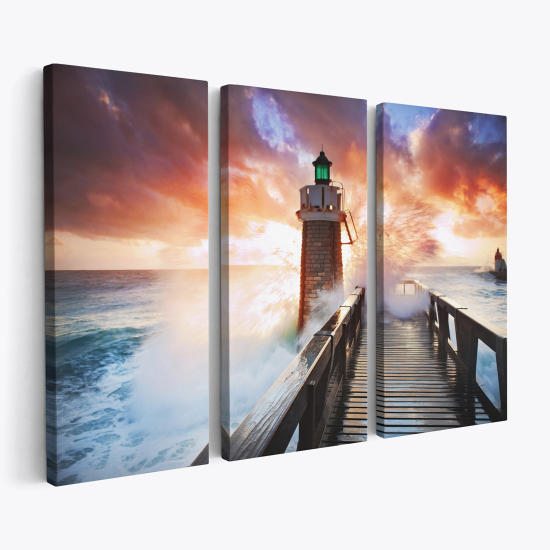 Triptych Canvas Prints - Ocean lighthouse