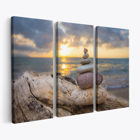 Triptych Canvas Prints - Pebbles