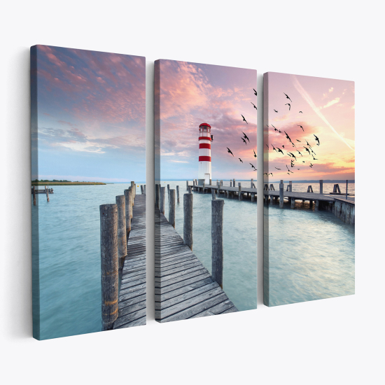 Triptych Canvas Prints - Pontoon Lighthouse