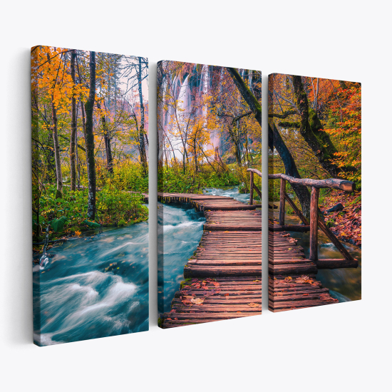 Triptych Canvas Prints - Pontoon on the river