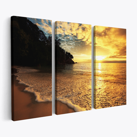 Triptych Canvas Prints - Sunset by the seaside