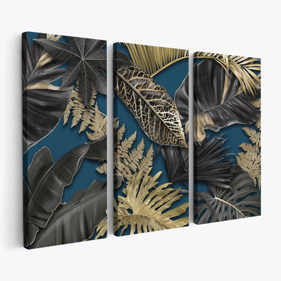 Triptych Canvas Prints - Tropical Leaves