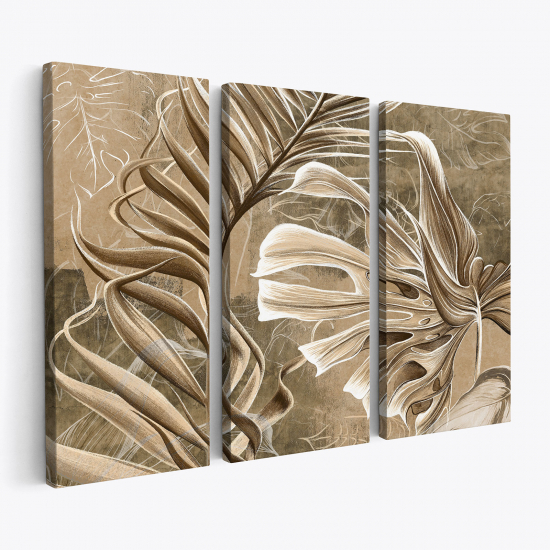 Triptych Canvas Prints - Tropical Leaves