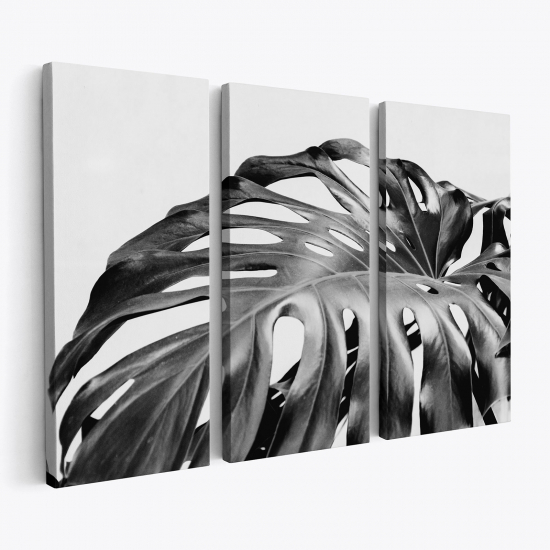 Triptych Canvas Prints - Tropical Monstera Leaves