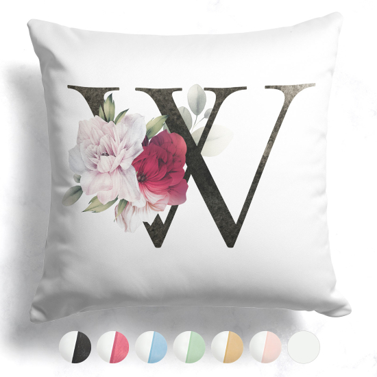 Two-Tone Monogram Pillow - W