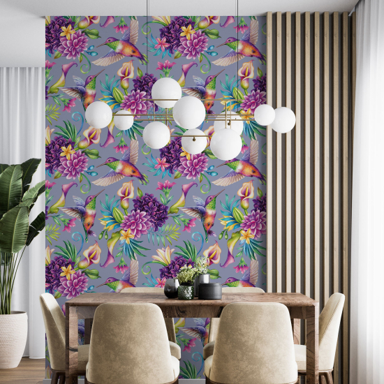 Wall Mural - Wallpaper - Flowers Birds