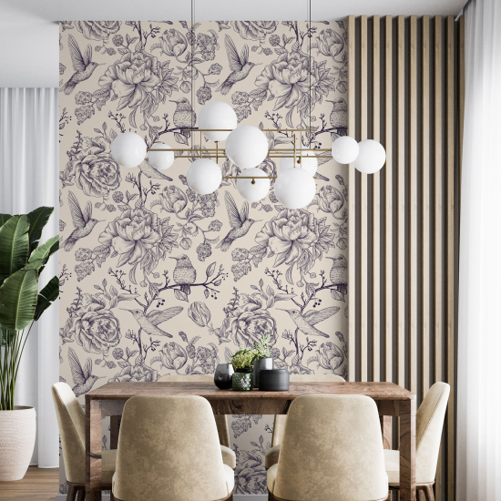 Wall Mural - Wallpaper - Flowers Birds