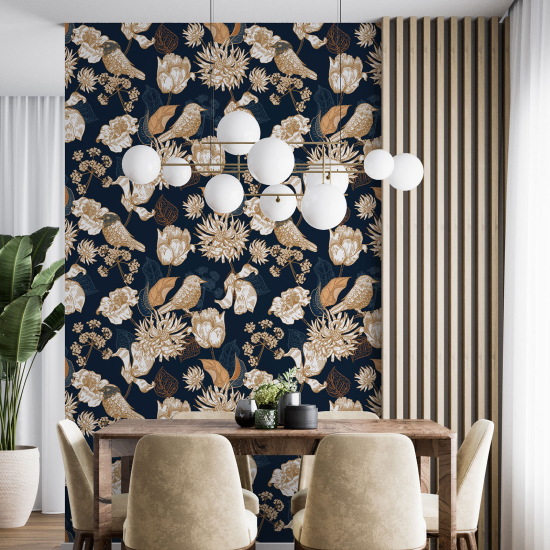 Wall Mural - Wallpaper - Flowers Birds