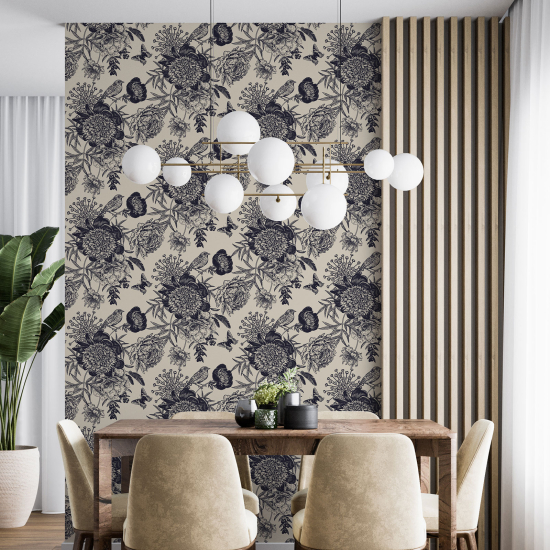 Wall Mural - Wallpaper - Flowers Birds