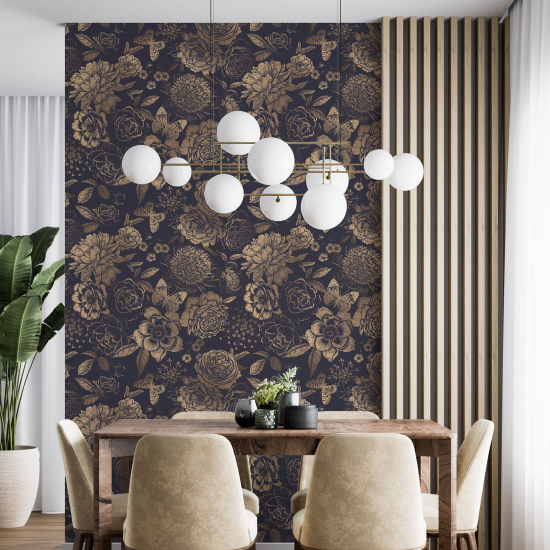 Wall Mural - Wallpaper - Flowers Butterflies