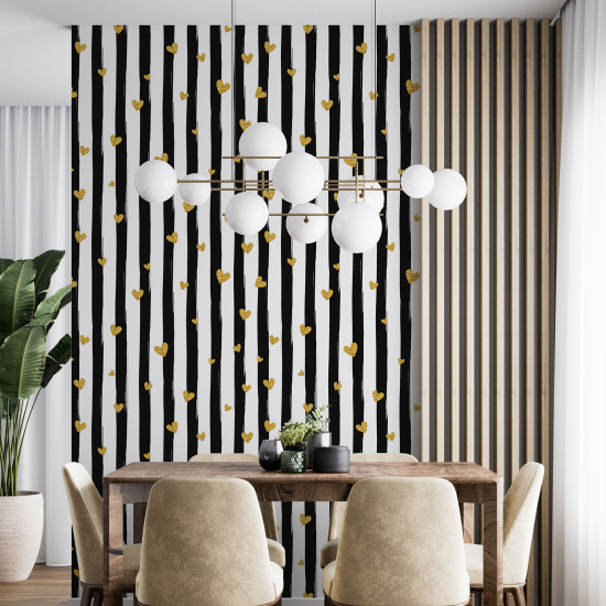 Wall Mural - Wallpaper - Striped Hearts