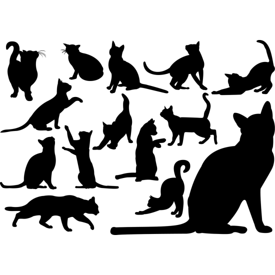 Wall Sticker - Set Of 14 Cats