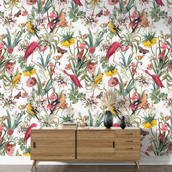 XL Wall Mural - Wallpaper - Flowers Birds