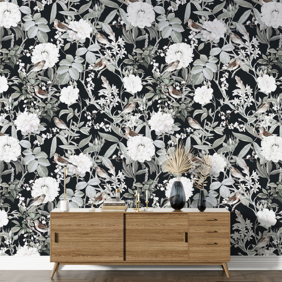 XL Wall Mural - Wallpaper - Flowers Birds