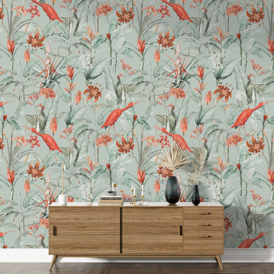 XL Wall Mural - Wallpaper - Flowers Birds