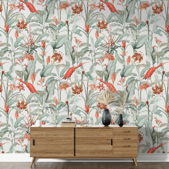 XL Wall Mural - Wallpaper - Flowers Birds