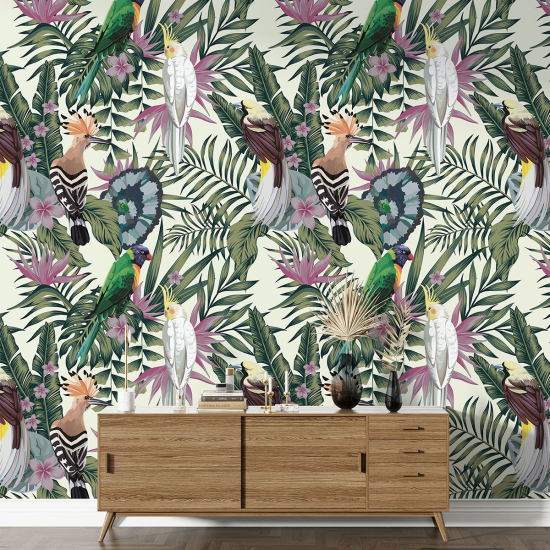 XL Wall Mural - Wallpaper - Flowers birds