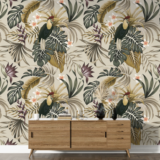 XL Wall Mural - Wallpaper - Flowers Birds