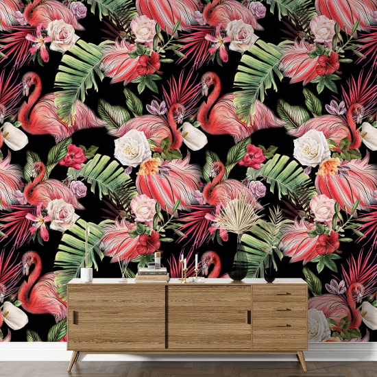 XL Wall Mural - Wallpaper - Pink Flamingos