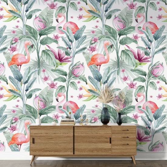 XL Wall Mural - Wallpaper - Pink Flamingos