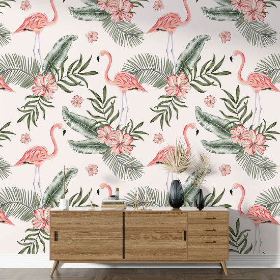 XL Wall Mural - Wallpaper - Pink Flamingos