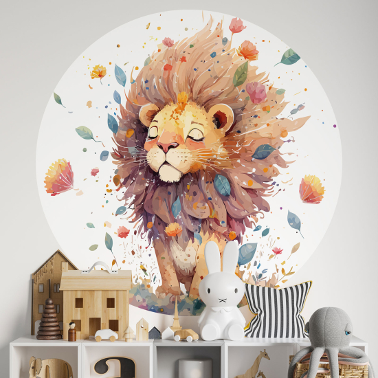 Round / Circle Wall Sticker for Kids - Lion